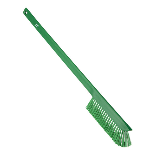 Vikan 41972 23 5/8" Green Ultra-Slim Cleaning Brush with Medium Bristles