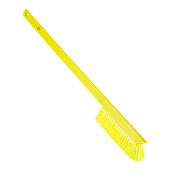 Vikan 41976 23 5/8" Yellow Ultra-Slim Cleaning Brush with Medium Bristles