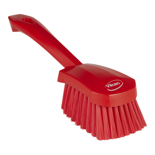 Vikan 41984 10 5/8" Red Washing Brush with Soft Bristles