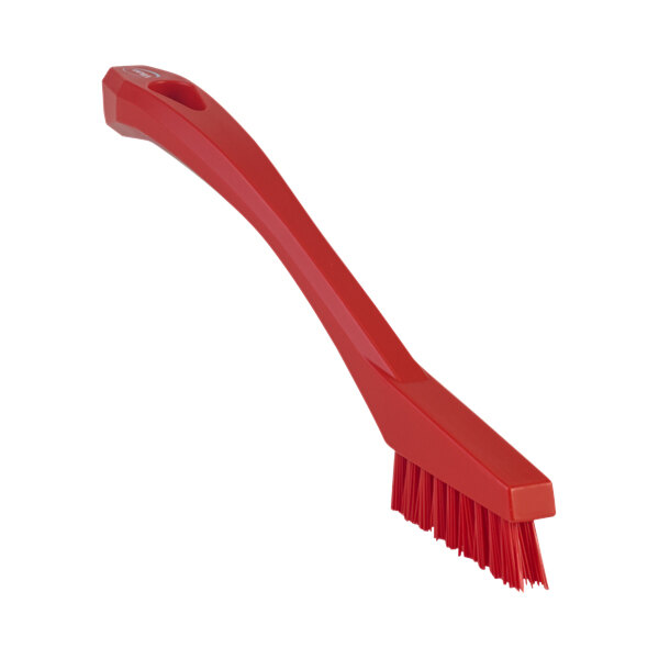 Vikan 44014 8 1/8" Red Detail Brush with Extra Stiff Bristles
