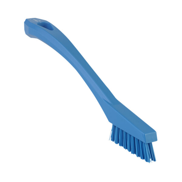 Vikan 44013 8 1/8" Blue Detail Brush with Extra Stiff Bristles