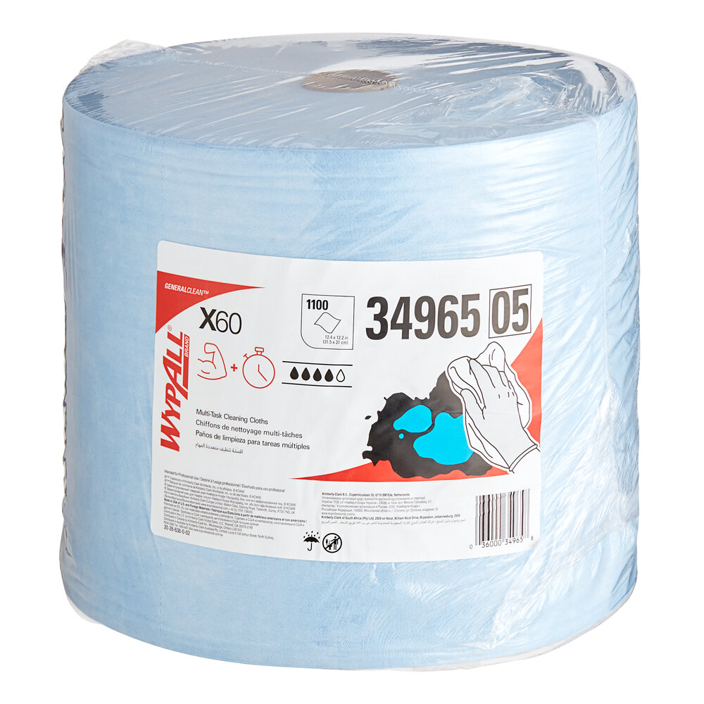 WypAll® X60 12 1/2" x 12 1/4" Blue Wiper 34965 - 1,100/Roll