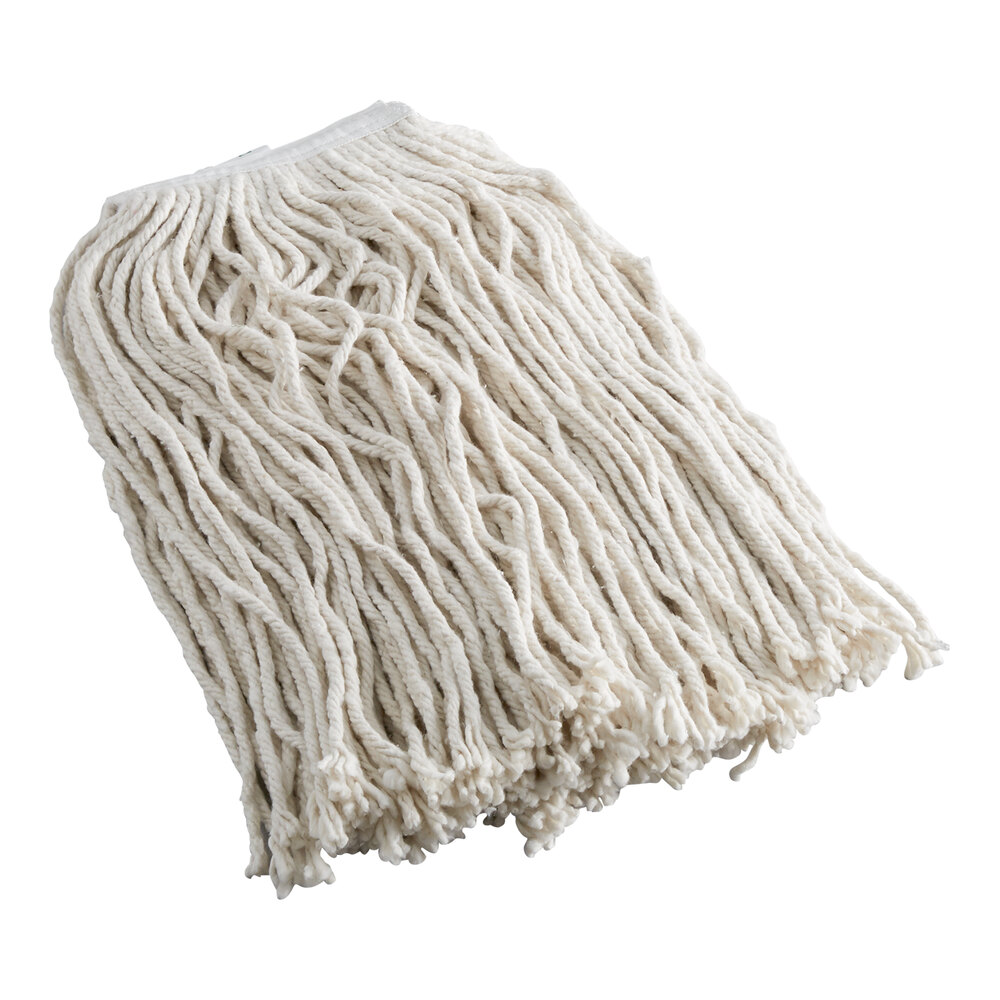 Advantage Supplies 16 oz. #24 Natural Cotton Cut-End Wet Mop Head with 1" Headband - 12/Case