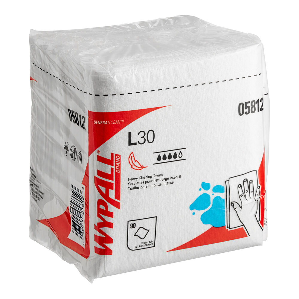 WypAll® L30 12" x 12 1/2" White Wiper 05812 - 1,080/Case