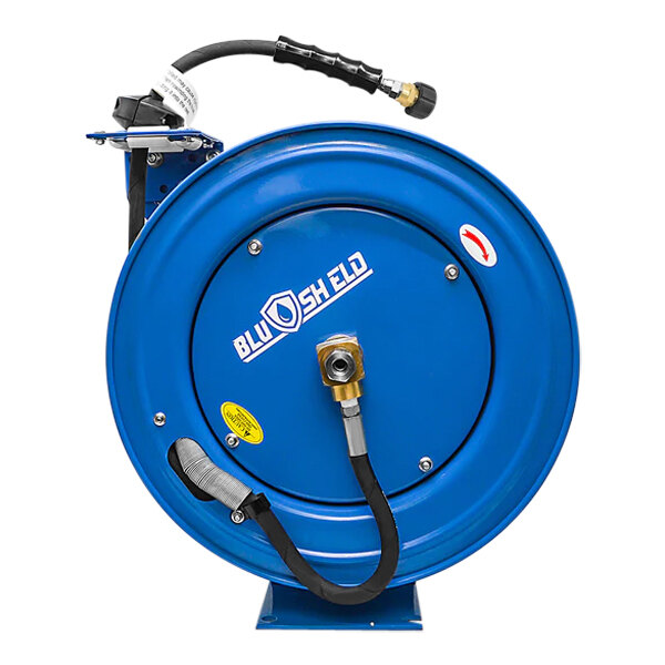 BluBird PWR1450-2-NM BluShield 1/4" x 50' Rubber Pressure Washer Hose Reel