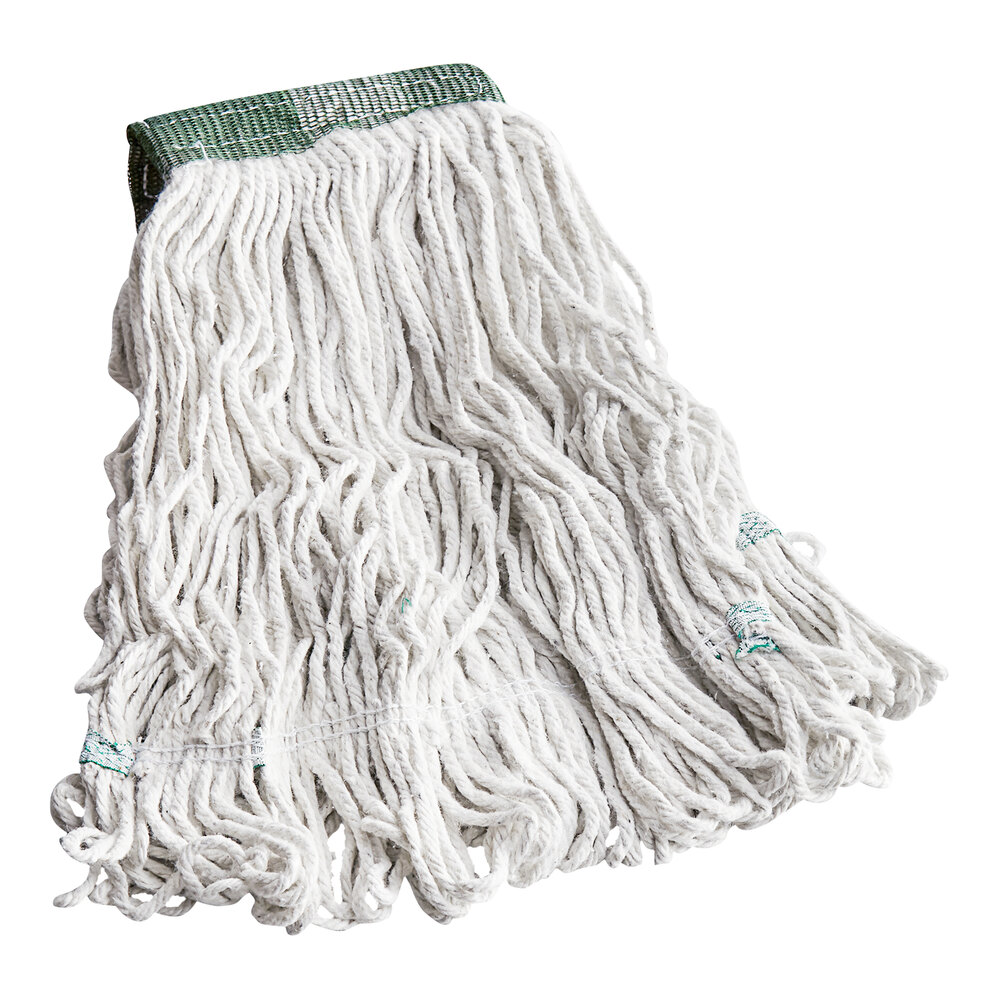 Carlisle Flo-Pac 369551B00 Natural Medium Cotton Looped End Wet Mop Head with 5" Green Headband