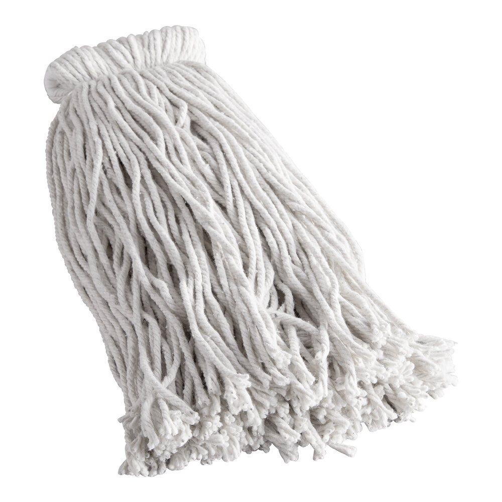Carlisle Flo-Pac 369024C00 #24 Natural Large Cotton Cut-End Wet Mop Head with Screw-On Band
