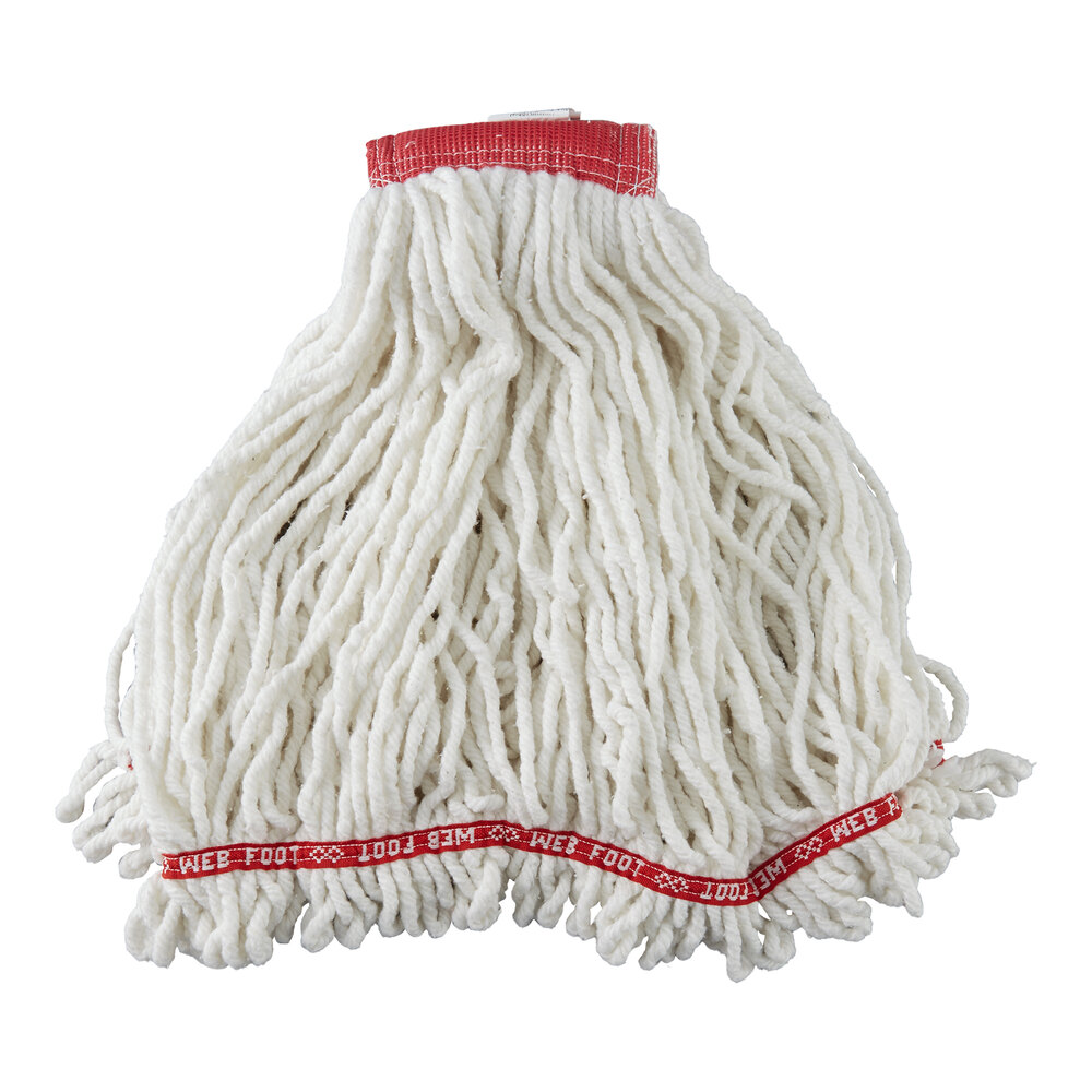 Rubbermaid® Web Foot FGA25306WH00 24 oz. #32 White Blend Shrinkless Looped End Wet Mop Head with 5" Headband
