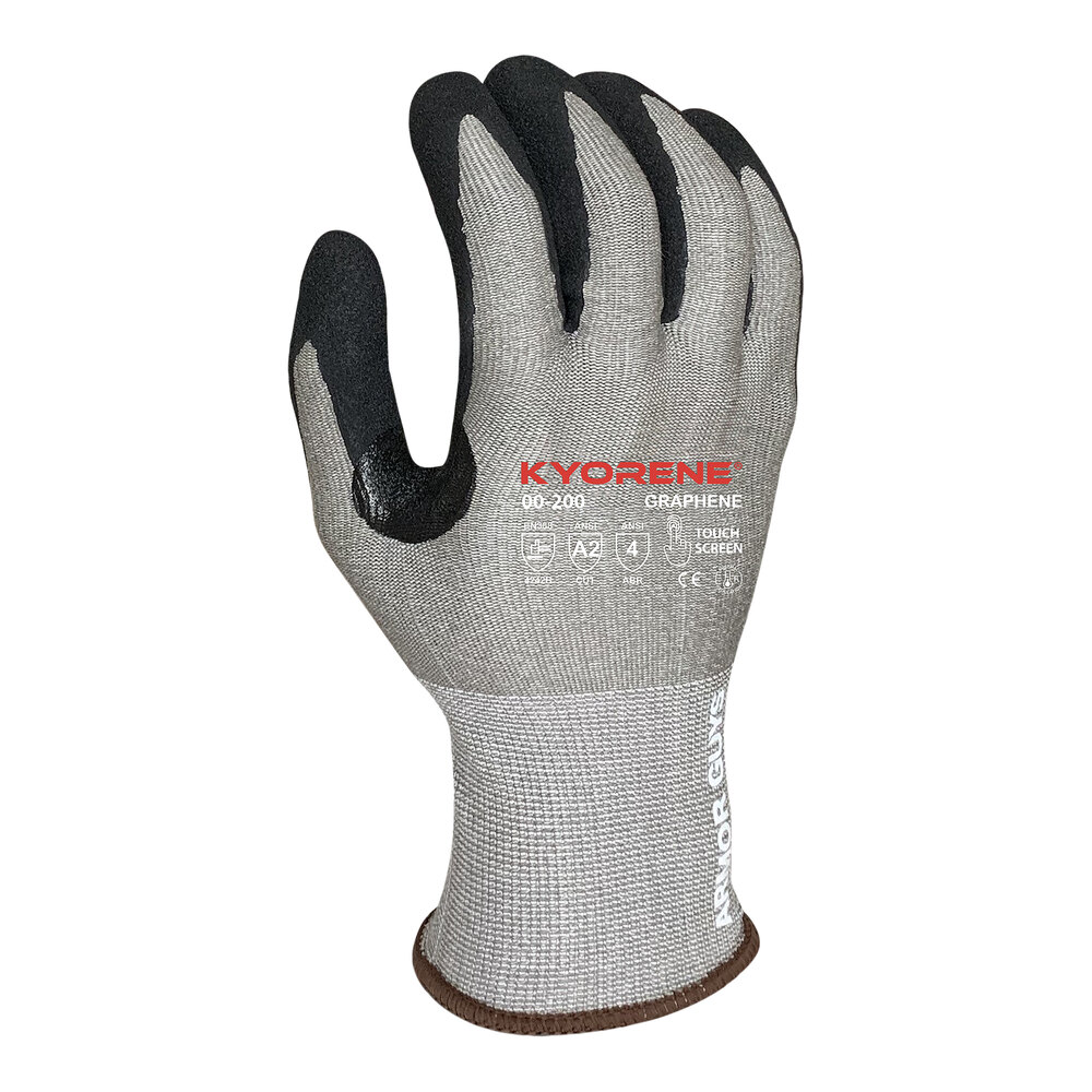 Armor Guys Kyorene 00-200-XL Gray 15 Gauge A2 Graphene Gloves with Black HCT Microfoam Nitrile Palm Coating - Extra Large