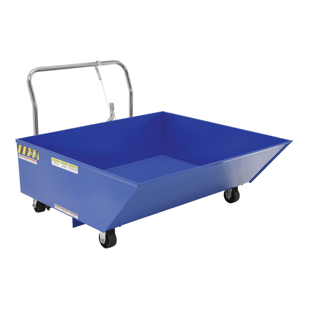 Vestil 0.50 Cubic Yard Mobile Low Profile Steel Parts Hopper with (4) 4" Casters HOP-LP - 2,000 lb. Capacity