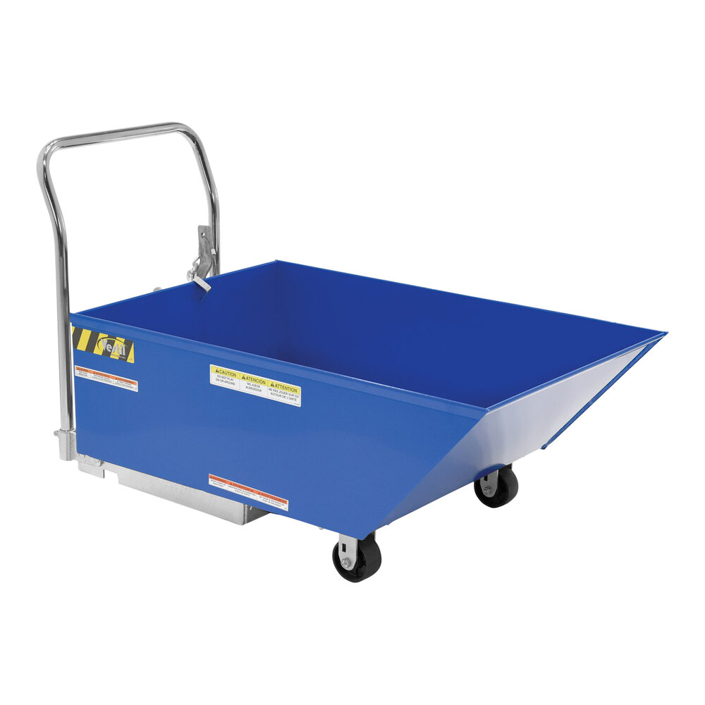 Vestil 0.33 Cubic Yard Mobile Low Profile Steel Parts Hopper with (3) 4" Casters HOP-LP-N - 2,000 lb. Capacity
