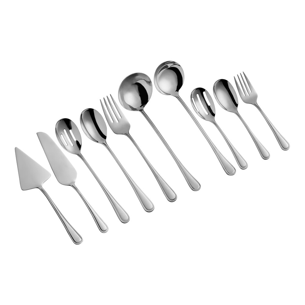 Acopa Edgeworth 10-Piece 18/8 Stainless Steel Extra Heavy Weight Serving Utensils Set