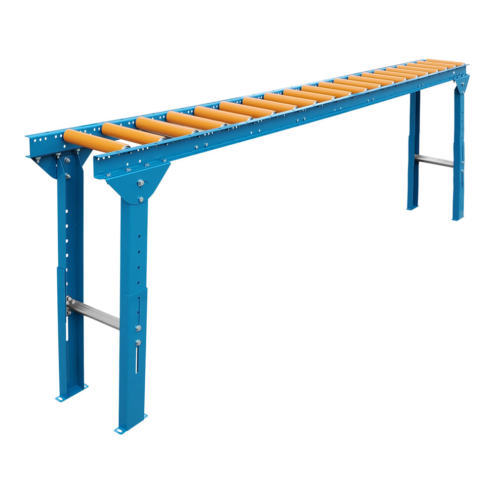 Lavex 12" x 10' Gravity Conveyor with Legs, 1 1/2" Polyurethane-Coated Rollers, and 4 1/2" Centers