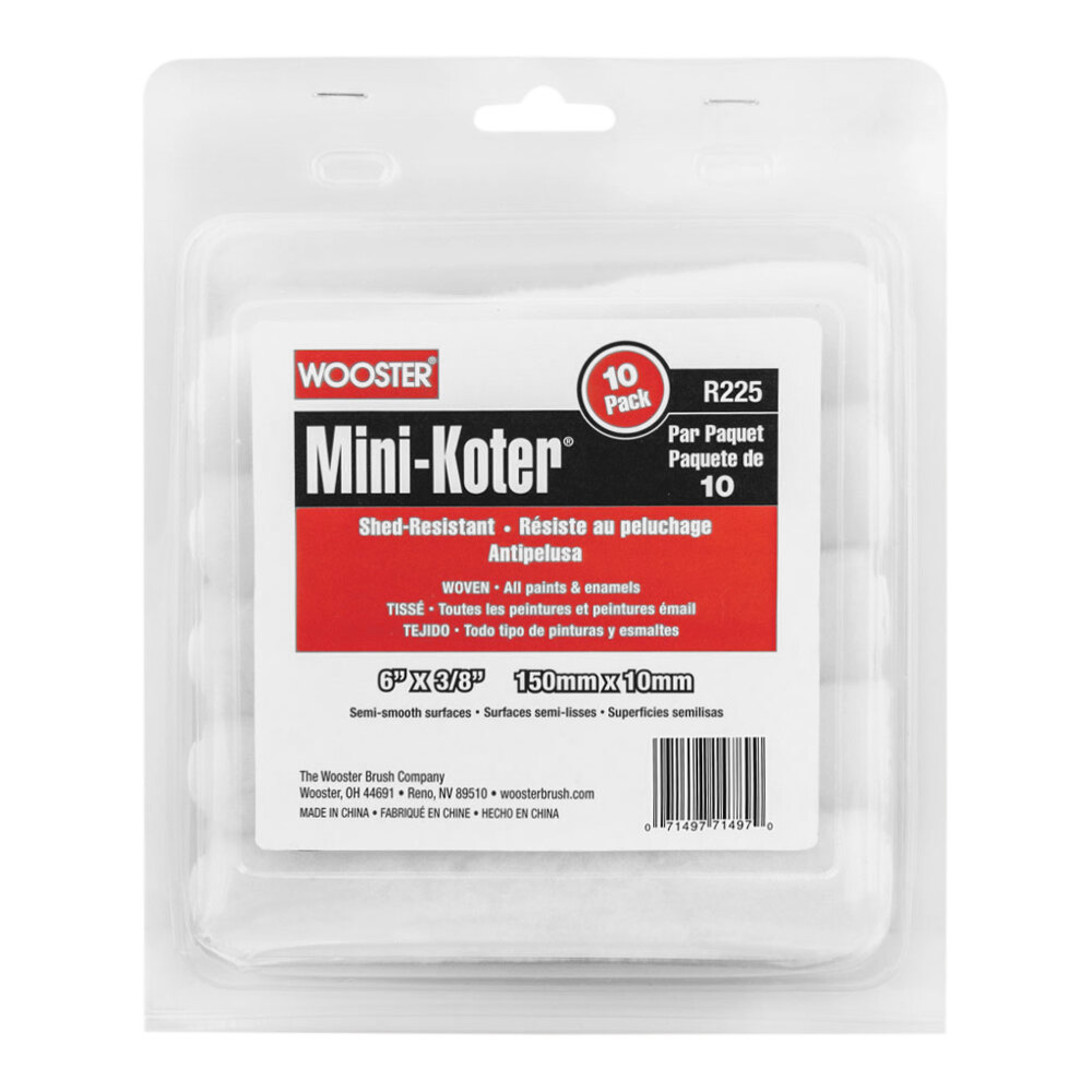 Wooster Mini-Koter 48477 6" Woven Shed-Resistant Roller Cover with 3/8" Nap - 10/Pack