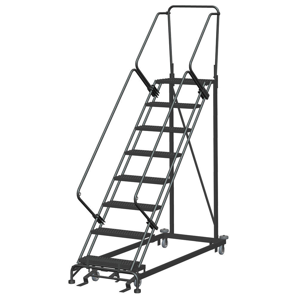 Ballymore 5-Step Gray Heavy-Duty Steel Cal/OSHA Compliant Stairway Slope Ladder with 42" Handrail CAL-HDS-5