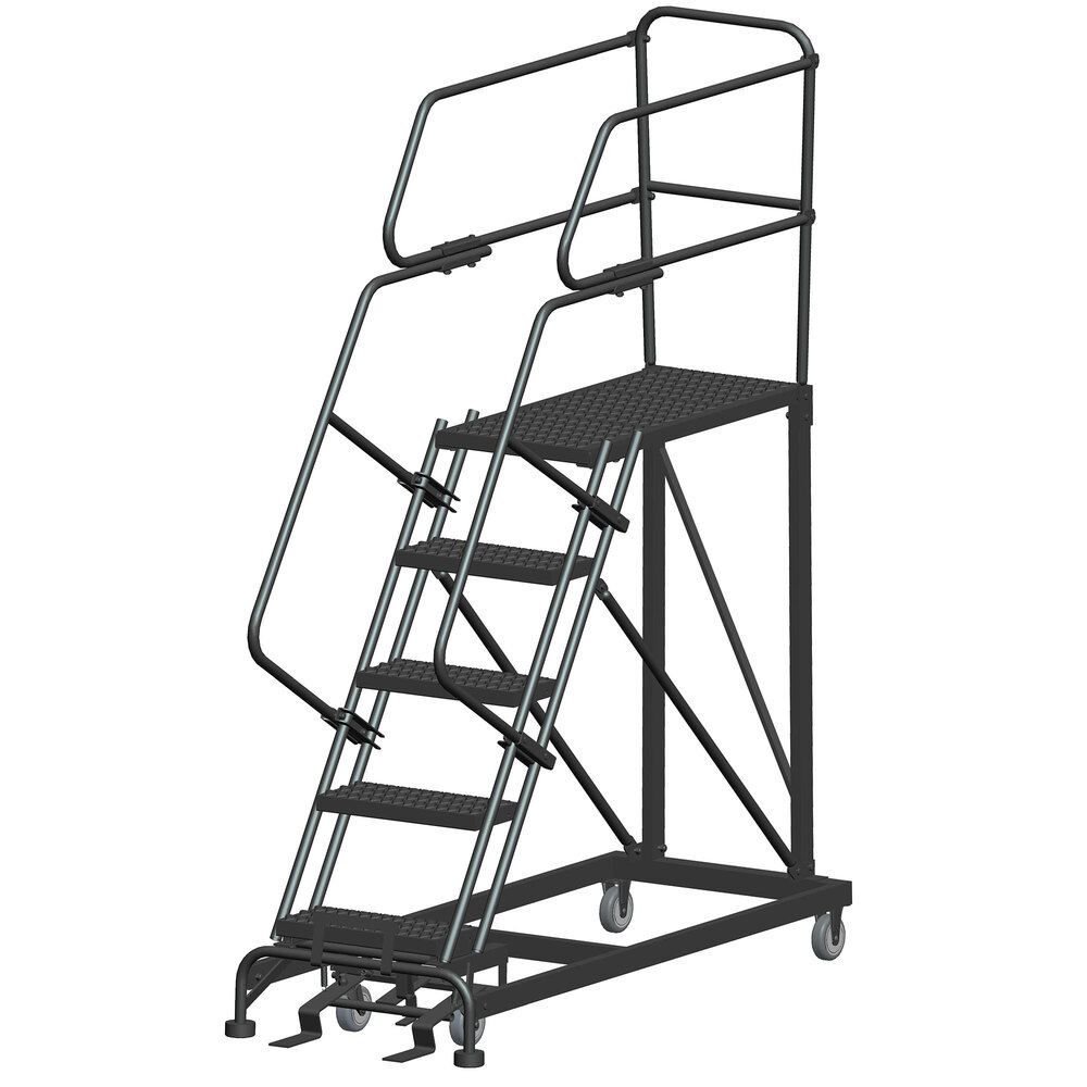 Ballymore 5-Step Heavy-Duty Steel Cal/OSHA Compliant Mobile Work Platform with 42" Handrail and 36" x 24" x 50" Platform CAL-SEP5-2436