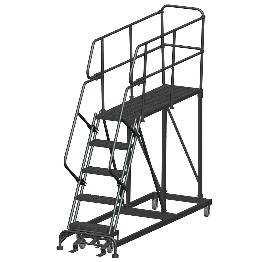 Ballymore 5-Step Heavy-Duty Steel Cal/OSHA Compliant Mobile Work Platform with 42" Handrail and 72" x 24" x 50" Platform CAL-SEP5-2472
