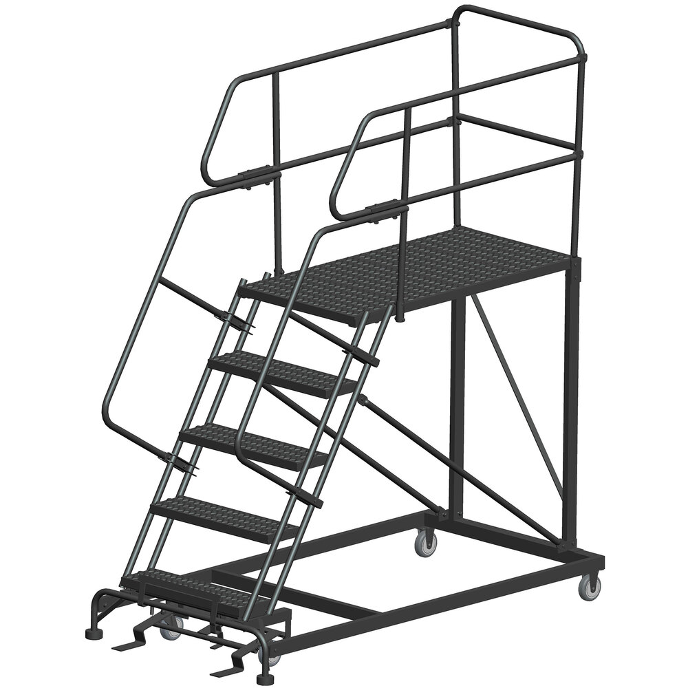Ballymore 5-Step Heavy-Duty Steel Cal/OSHA Compliant Mobile Work Platform with 42" Handrail and 48" x 36" x 50" Platform CAL-SEP5-3648