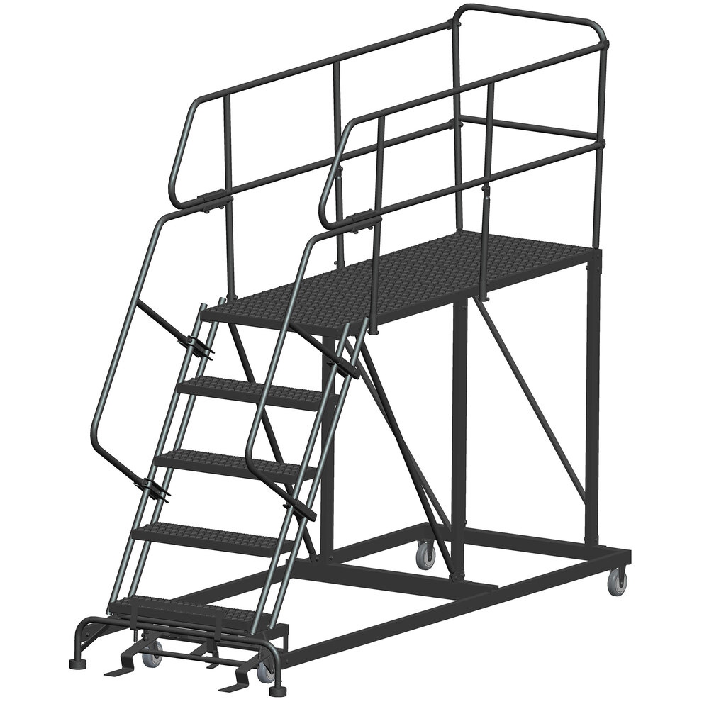 Ballymore 5-Step Heavy-Duty Steel Cal/OSHA Compliant Mobile Work Platform with 42" Handrail and 72" x 36" x 50" Platform CAL-SEP5-3672