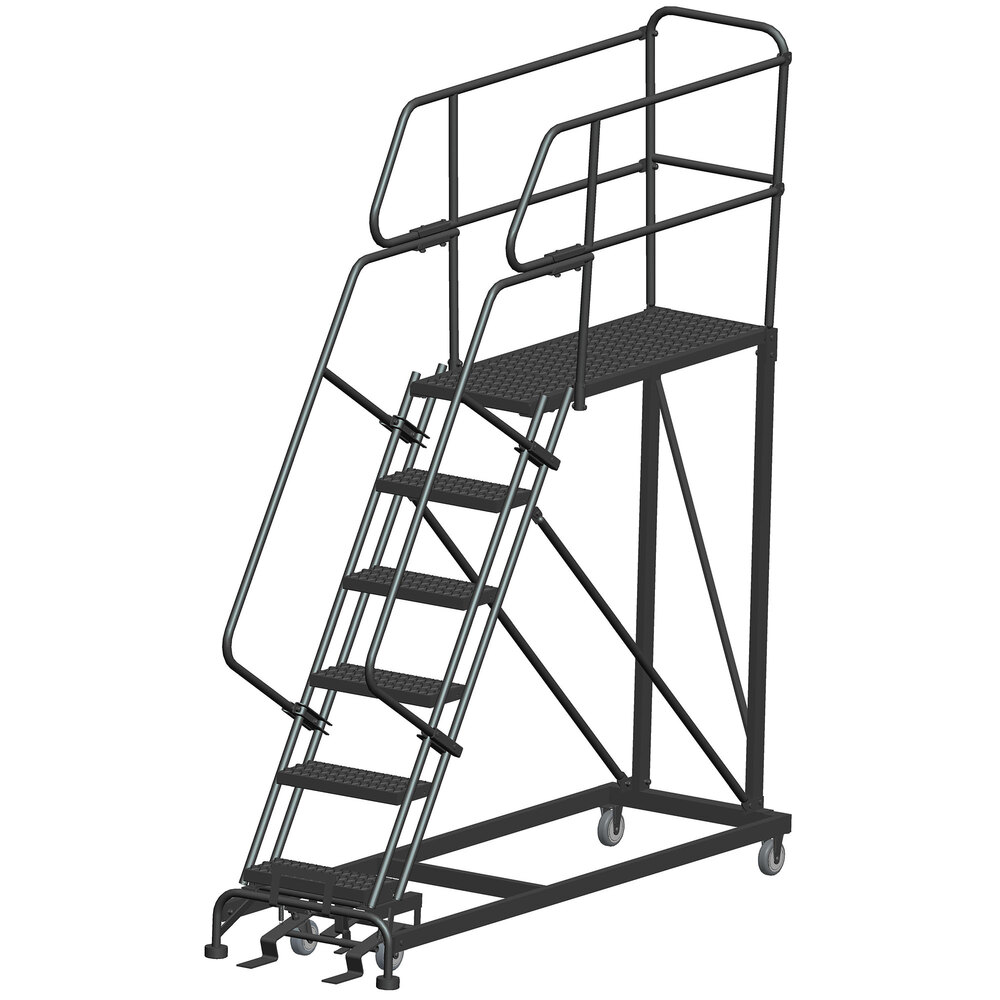 Ballymore 6-Step Heavy-Duty Steel Cal/OSHA Compliant Mobile Work Platform with 42" Handrail and 48" x 24" x 60" Platform CAL-SEP6-2448