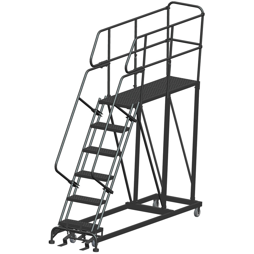 Ballymore 6-Step Heavy-Duty Steel Cal/OSHA Compliant Mobile Work Platform with 42" Handrail and 60" x 24" x 60" Platform CAL-SEP6-2460