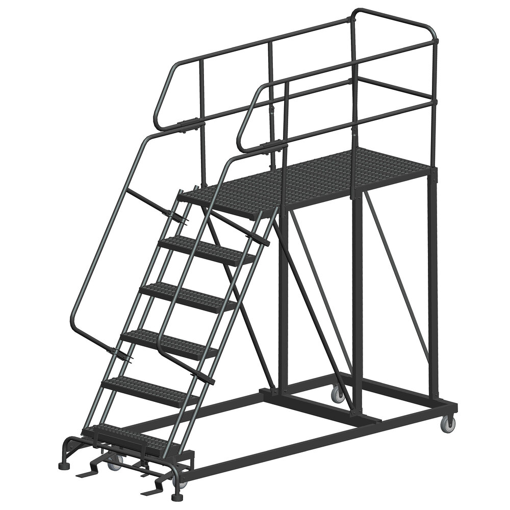 Ballymore 6-Step Heavy-Duty Steel Cal/OSHA Compliant Mobile Work Platform with 42" Handrail and 60" x 36" x 60" Platform CAL-SEP6-3660