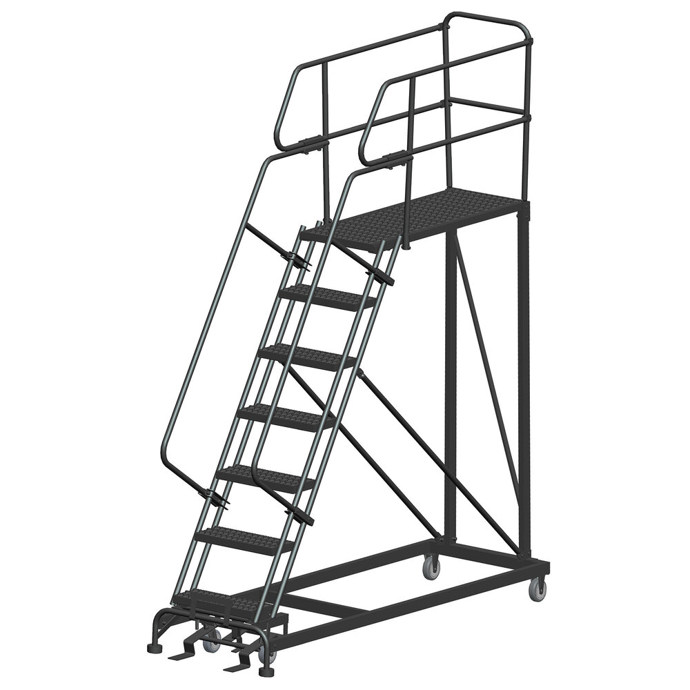 Ballymore 7-Step Heavy-Duty Steel Cal/OSHA Compliant Mobile Work Platform with 42" Handrail and 48" x 24" x 70" Platform CAL-SEP7-2448