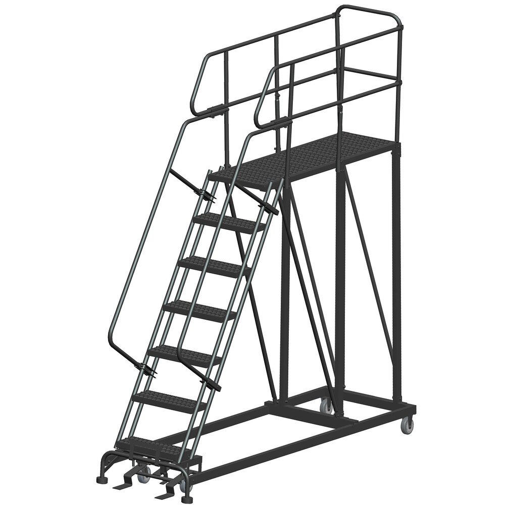 Ballymore 7-Step Heavy-Duty Steel Cal/OSHA Compliant Mobile Work Platform with 42" Handrail and 60" x 24" x 70" Platform CAL-SEP7-2460