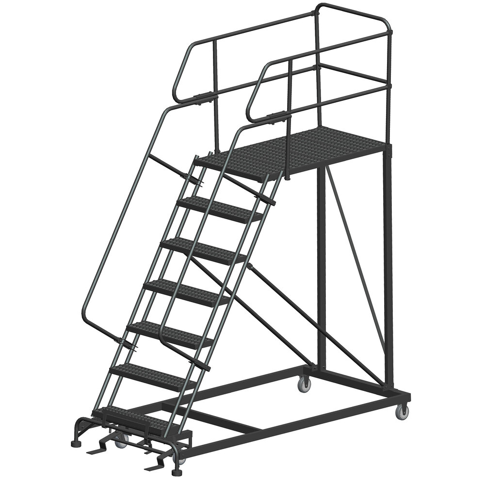 Ballymore 7-Step Heavy-Duty Steel Cal/OSHA Compliant Mobile Work Platform with 42" Handrail and 48" x 36" x 70" Platform CAL-SEP7-3648