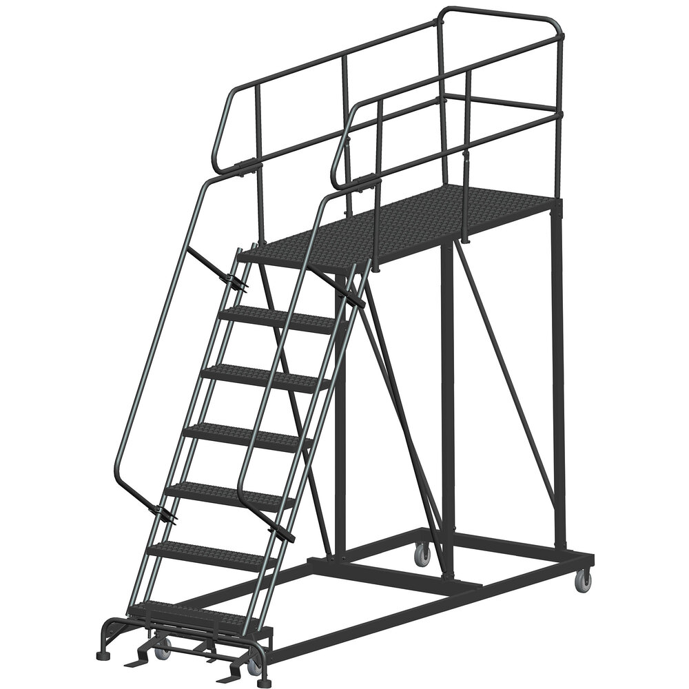 Ballymore 7-Step Heavy-Duty Steel Cal/OSHA Compliant Mobile Work Platform with 42" Handrail and 72" x 36" x 70" Platform CAL-SEP7-3672