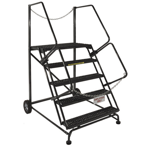 Ballymore 5-Step Gray Steel Cal/OSHA Compliant 50-Degree Slope Rolling Truck / Dock Access Ladder with 42" Handrail and 36" Wide Steps CAL-SW-TA-5-36