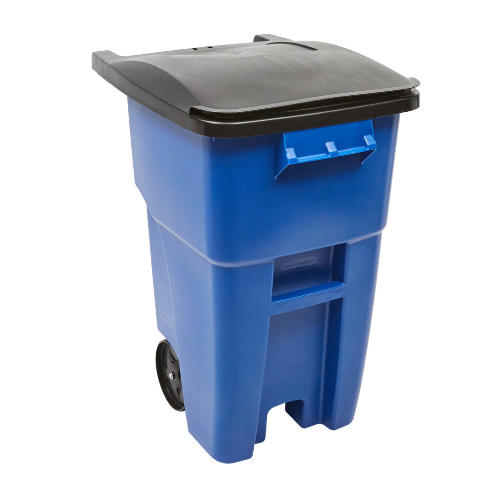 Rubbermaid® FG9W2700BLUE 50 Gallon Blue Wheeled Rectangular Trash Can with Lid