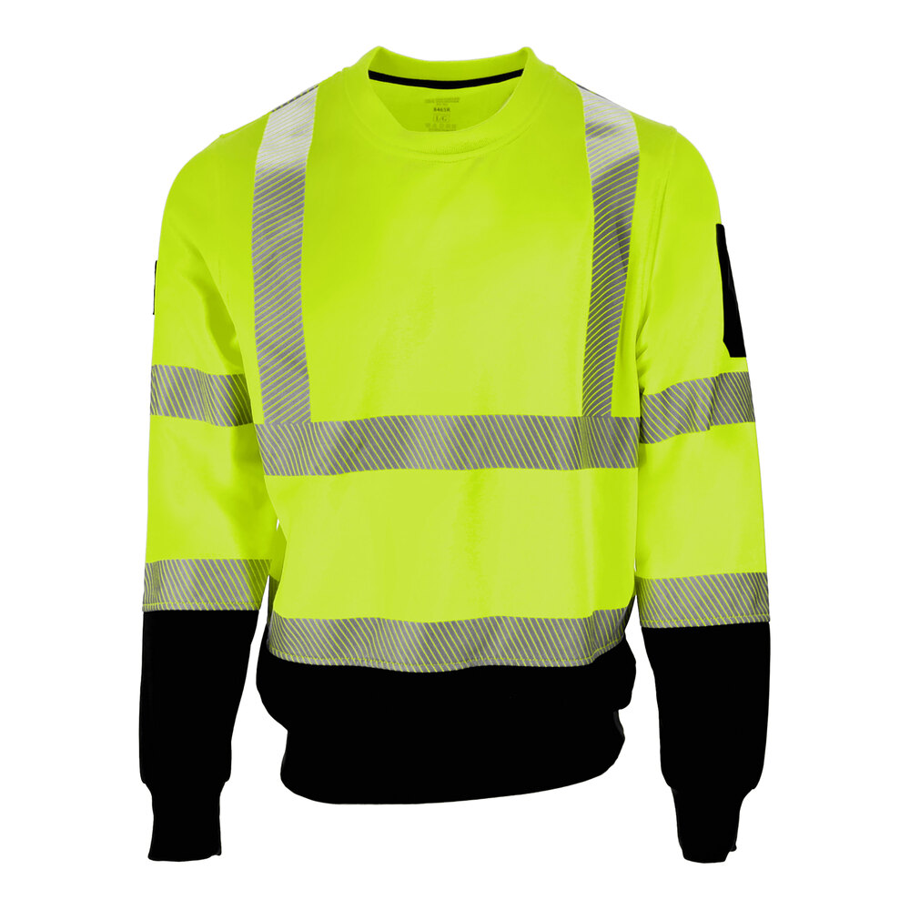 RefrigiWear HiVis Lime / Black Crewneck Fleece with Reflective Tape 8465RBLM4XLL2 - 4XL