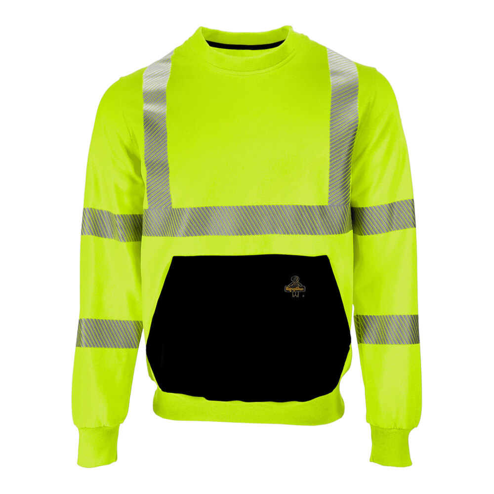 RefrigiWear HiVis Lime / Black Crewneck Sweatshirt with Reflective Tape 8475RHVLXLGL2 - XL