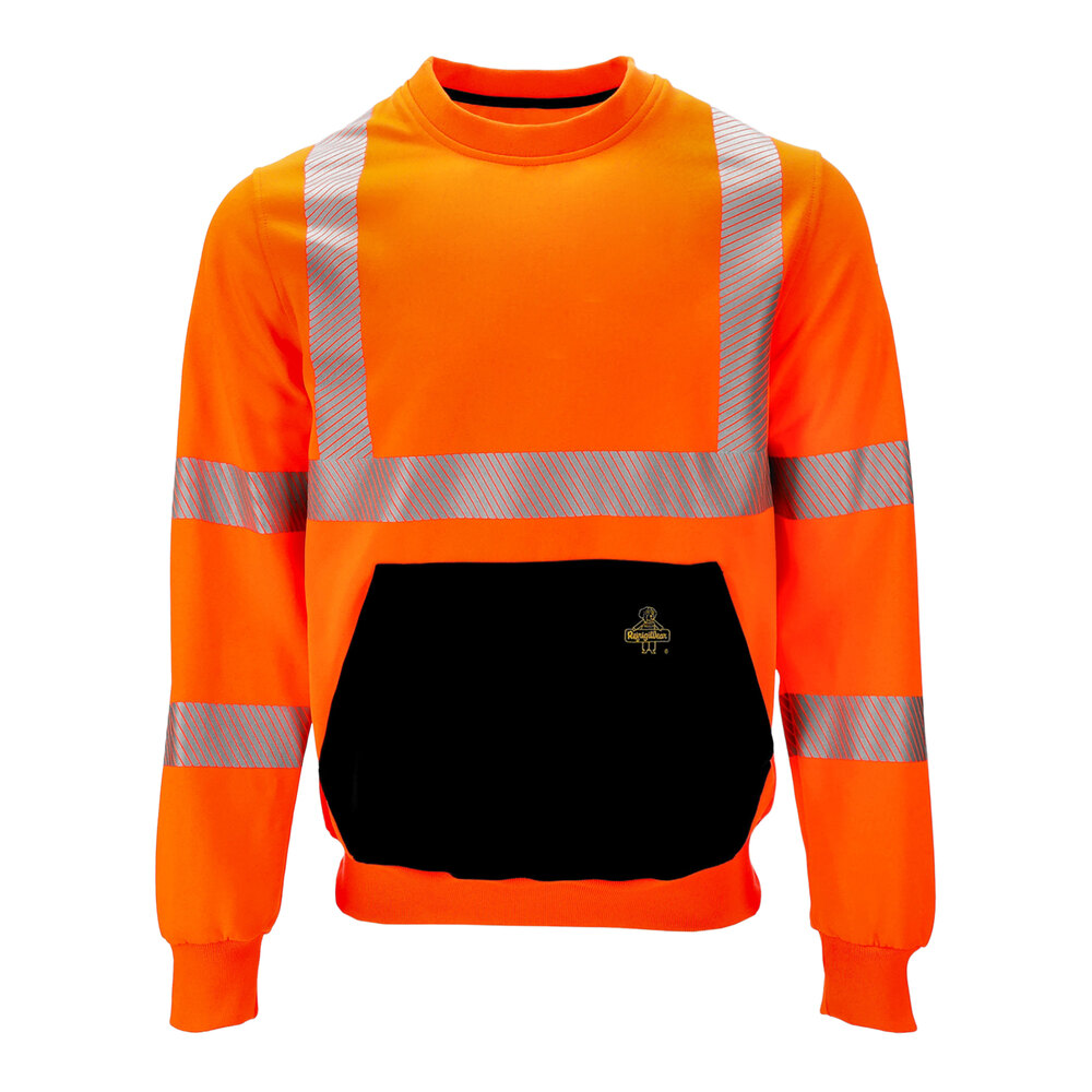 RefrigiWear HiVis Orange / Black Crewneck Sweatshirt with Reflective Tape 8475RHVOXLGL2 - XL