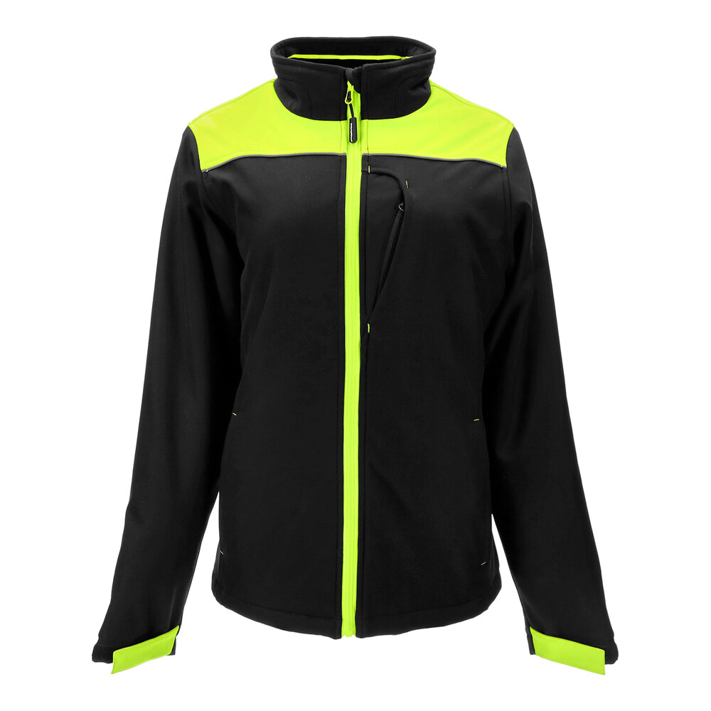 RefrigiWear HiVis Two-Tone Black / Lime Women's Insulated Softshell Jacket 8593RBLM3XL - 3XL