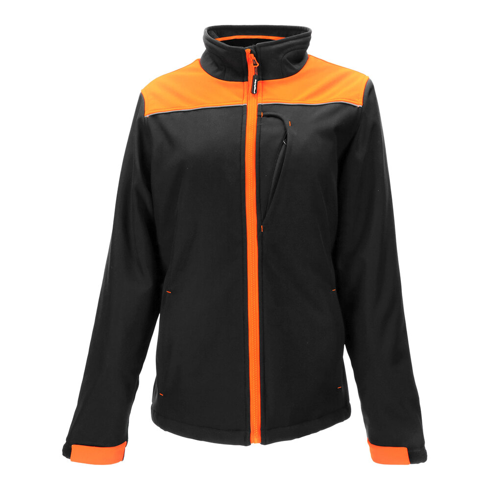 Refrigiwear HiVis Two-Tone Black / Orange Women's Insulated Softshell Jacket 8593RBORMED - Medium