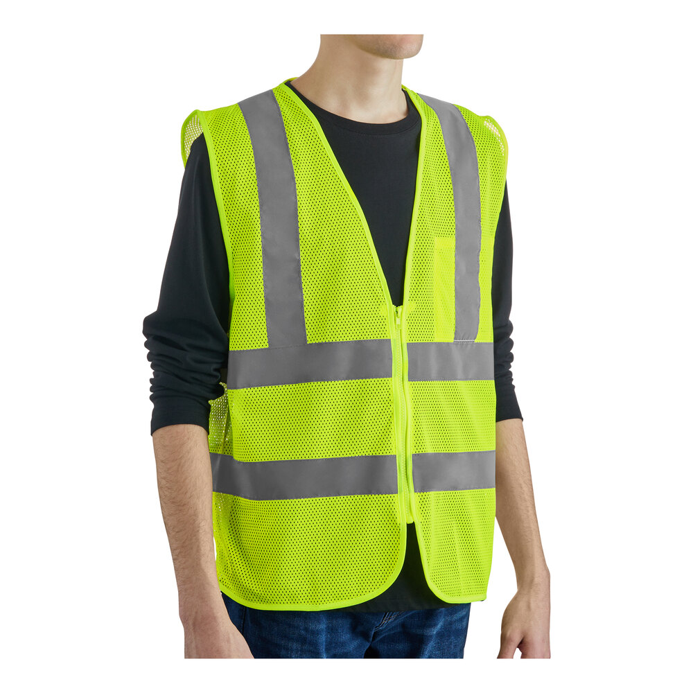 Lavex Class 2 Lime High Visibility Safety Vest with Zipper Closure - Extra Large - 50/Case