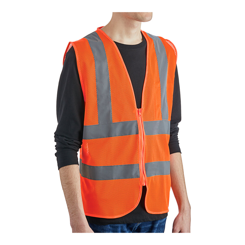 Lavex Class 2 Orange High Visibility Safety Vest with Zipper Closure - 3X - 50/Case