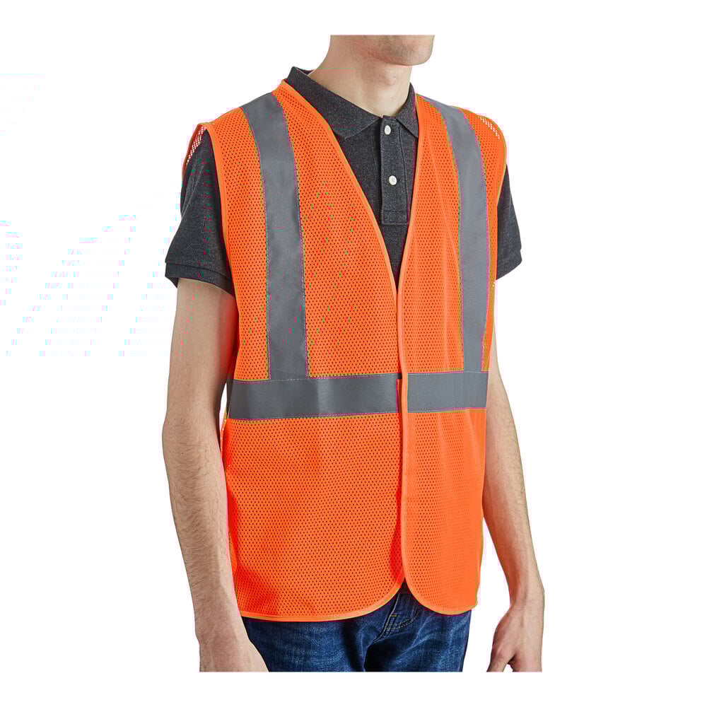Lavex Class 2 Orange High Visibility Surveyor's Safety Vest with Hook & Loop Closure - 2X - 50/Case