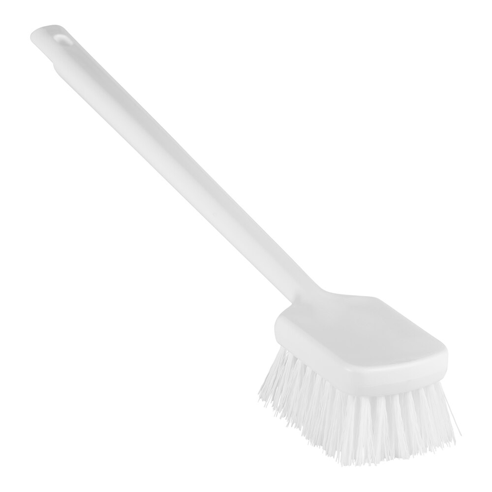 Vikan ColorCore 410815 19 15/16" White Washing Brush with Stiff Bristles and Long Handle
