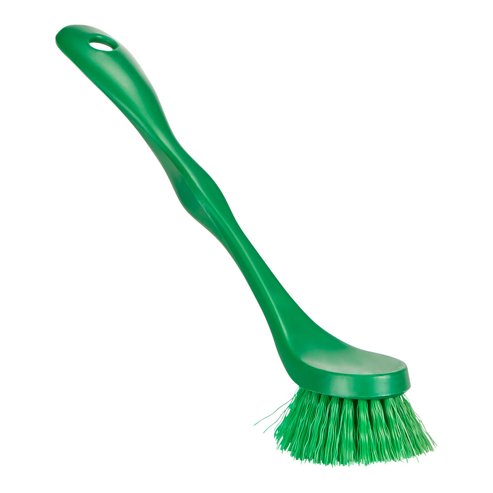 Vikan ColorCore 428112 7 3/8" Green Dish Brush with Medium Bristles