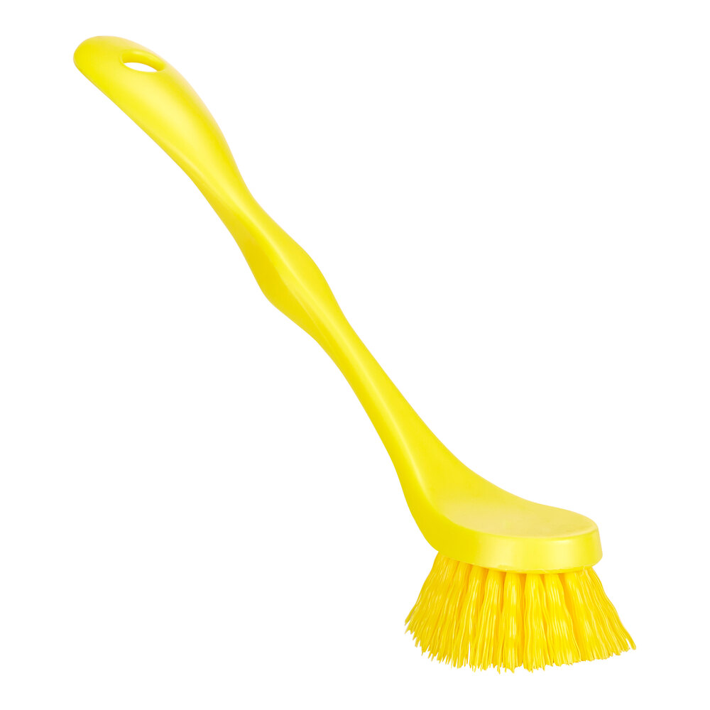Vikan ColorCore 428116 7 3/8" Yellow Dish Brush with Medium Bristles