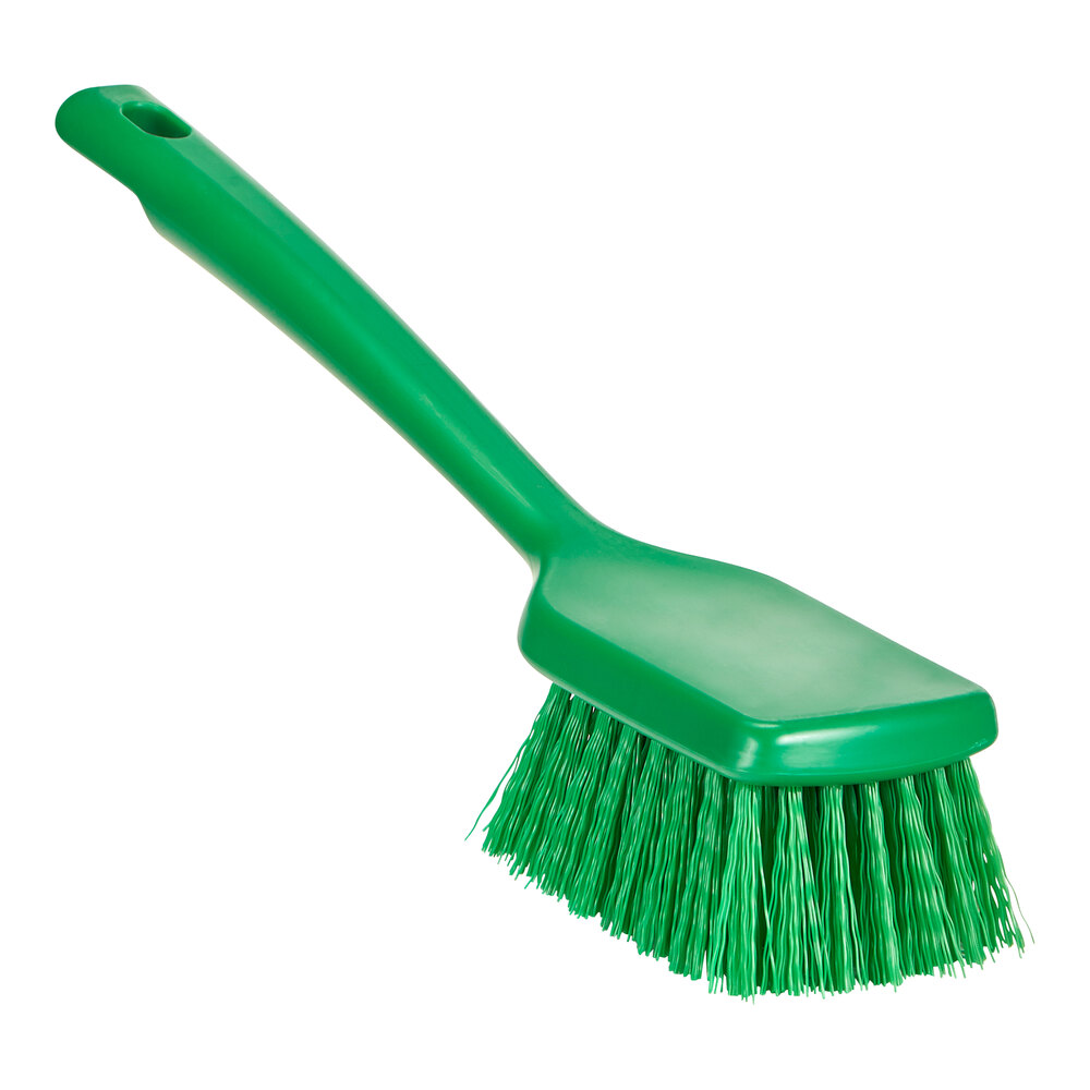 Vikan ColorCore 410712 11 7/8" Green Washing Brush with Stiff Bristles and Short Handle