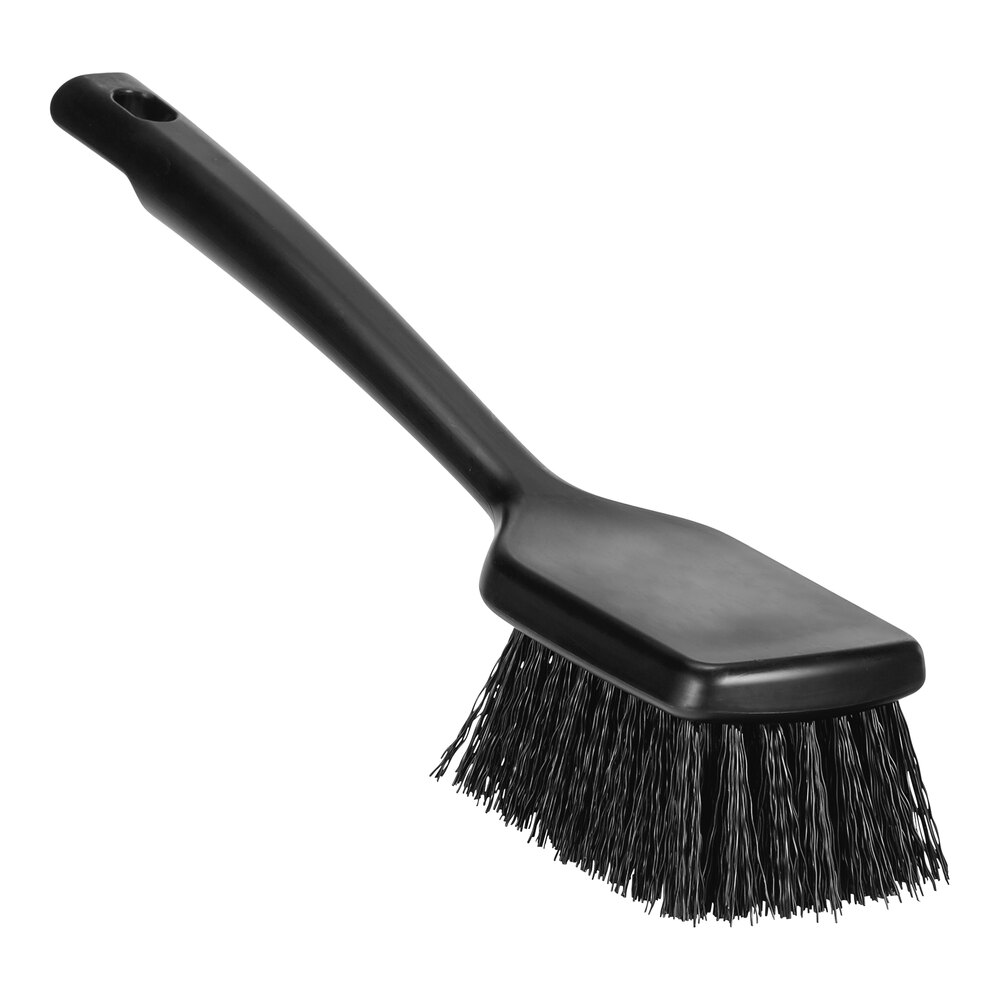 Vikan ColorCore 410719 11 7/8" Black Washing Brush with Stiff Bristles and Short Handle