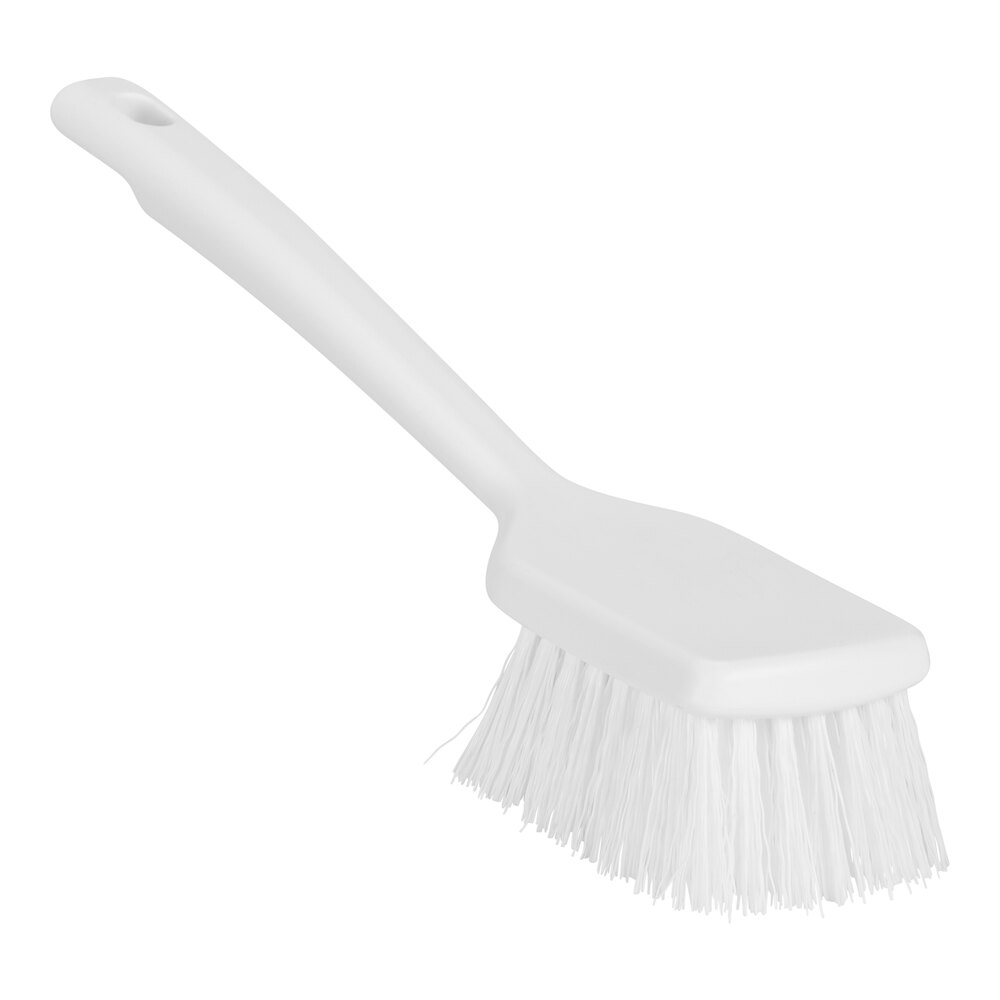 Vikan ColorCore 410715 11 7/8" White Washing Brush with Stiff Bristles and Short Handle