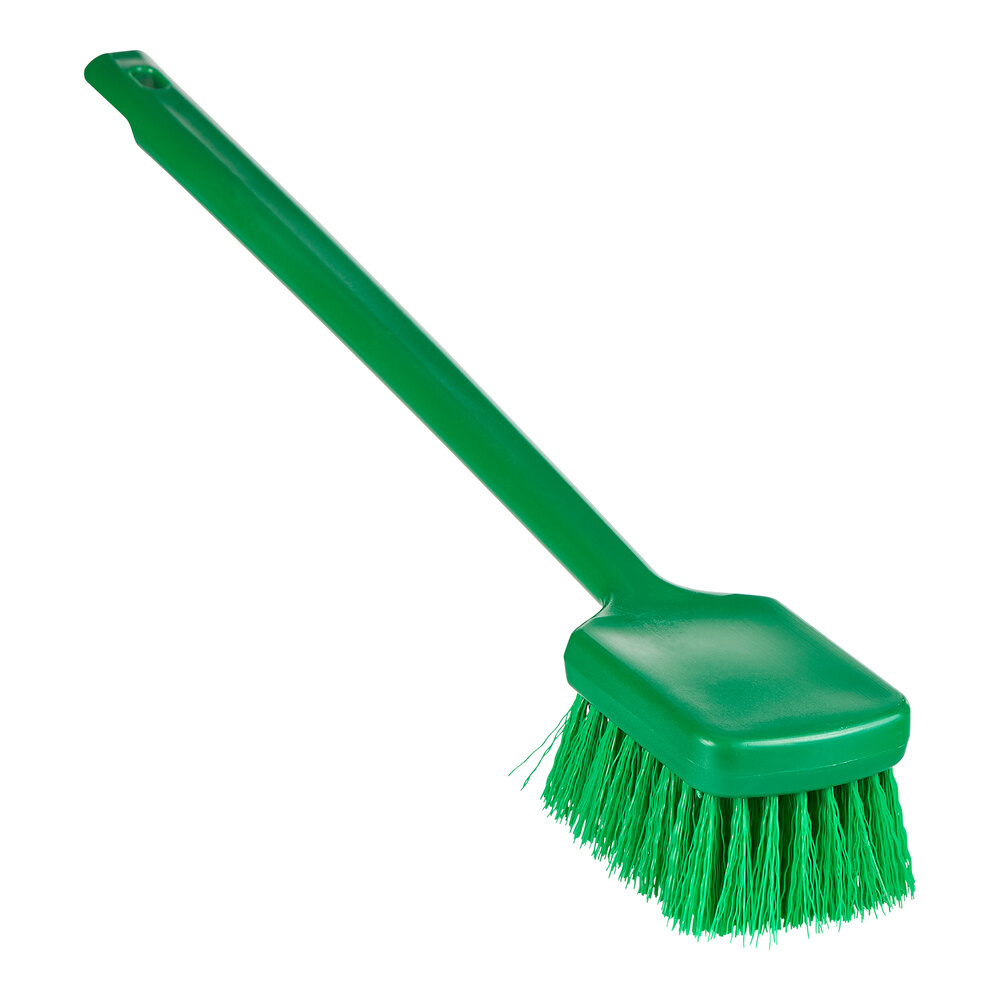 Vikan ColorCore 410812 19 15/16" Green Washing Brush with Stiff Bristles and Long Handle