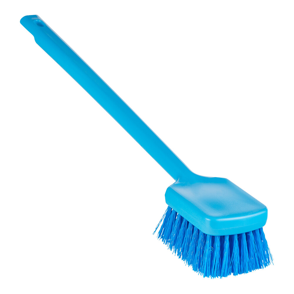 Vikan ColorCore 410813 19 15/16" Blue Washing Brush with Stiff Bristles and Long Handle