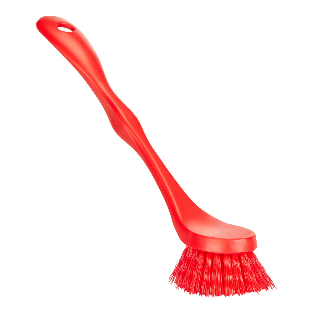 Vikan ColorCore 428114 7 3/8" Red Dish Brush with Medium Bristles