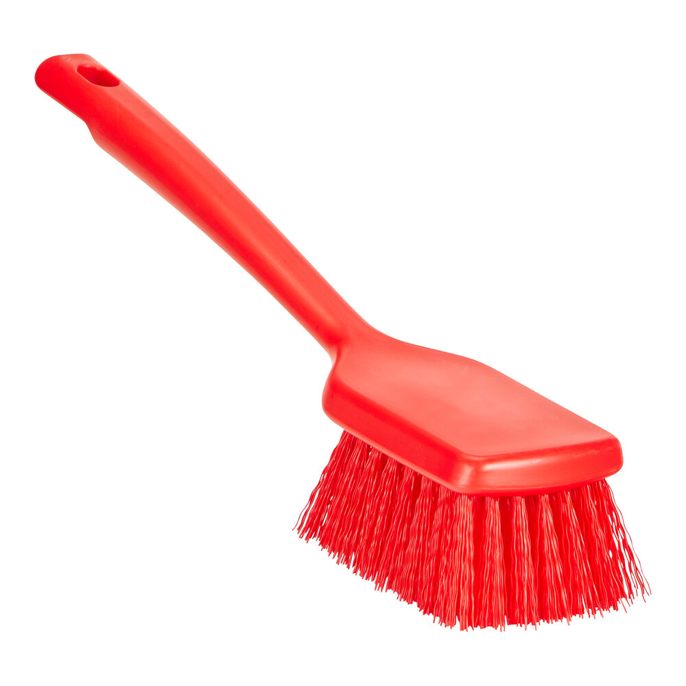 Vikan ColorCore 410714 11 7/8" Red Washing Brush with Stiff Bristles and Short Handle